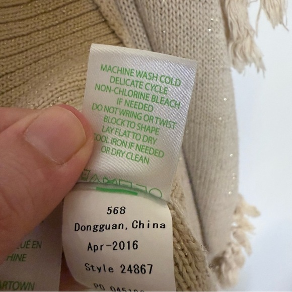 Lily Pulitzer Tatum Long Fringe Hem Cardigan Size Small Gold Metallic - Picture 6 of 14